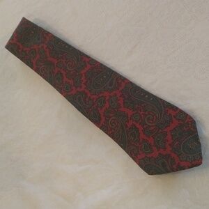 Jos. A. Bank executive collection men's silk tie paisley burgundy red green